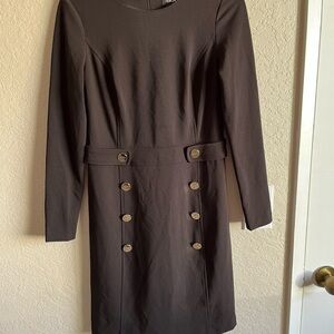 DKNY Black Long Sleeve Dress with Button Accents size 2